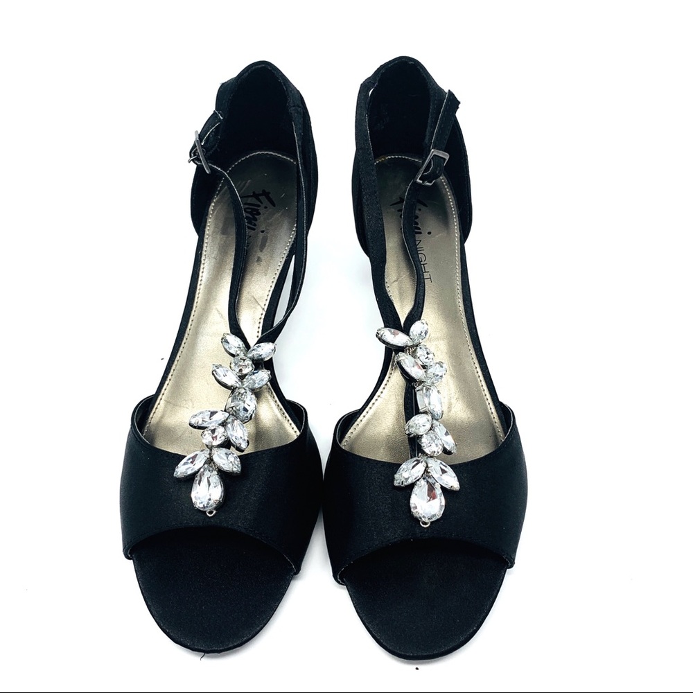 Fioni Night Black T Strap Kitten Heels